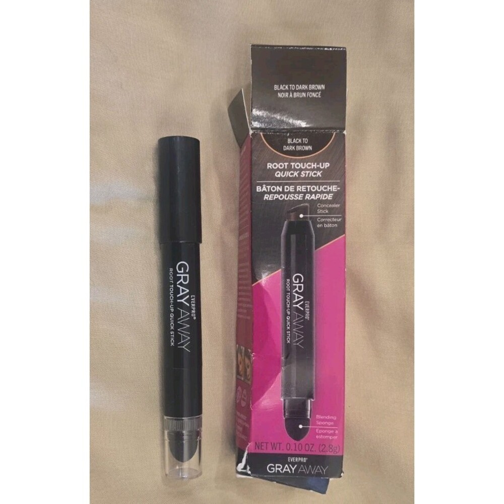 EVERPRO Gray Away Root Touchup Quick Stick, Black/Dark Brown, 0.1 Oz